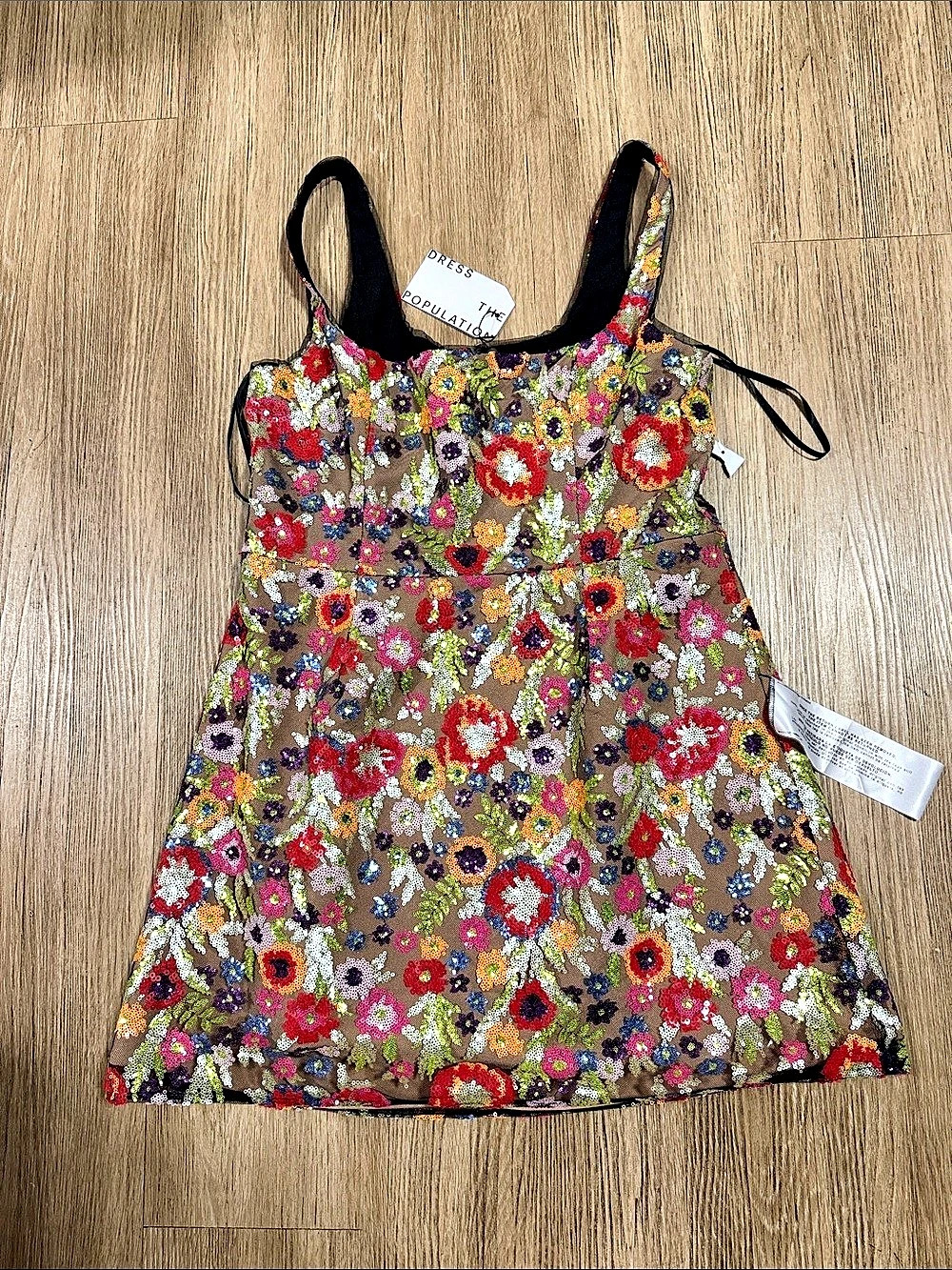 Dress the Population Devi Floral Sequin Minidress Brown & Multicolor XL